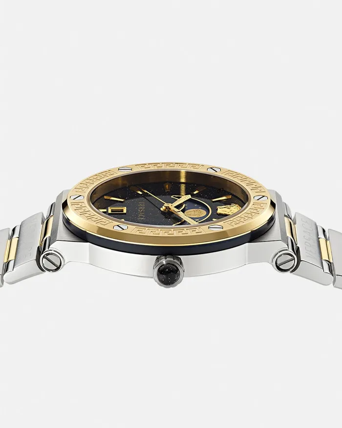 Versace Watches Women Greca Logo Moonphase Watch Silvergold