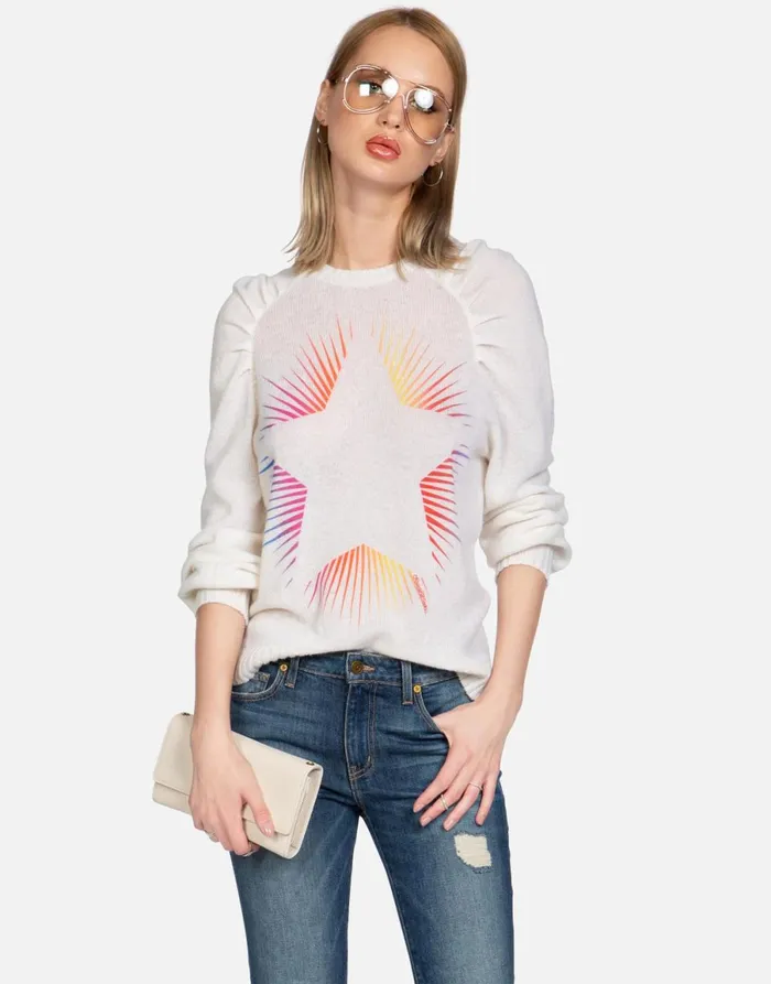 Vida Bright Starburst Creme Women039s Lauren Moshi Sweaters and Knits