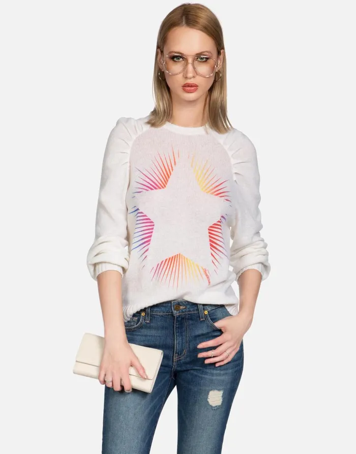 Vida Bright Starburst Creme Women039s Lauren Moshi Sweaters and Knits