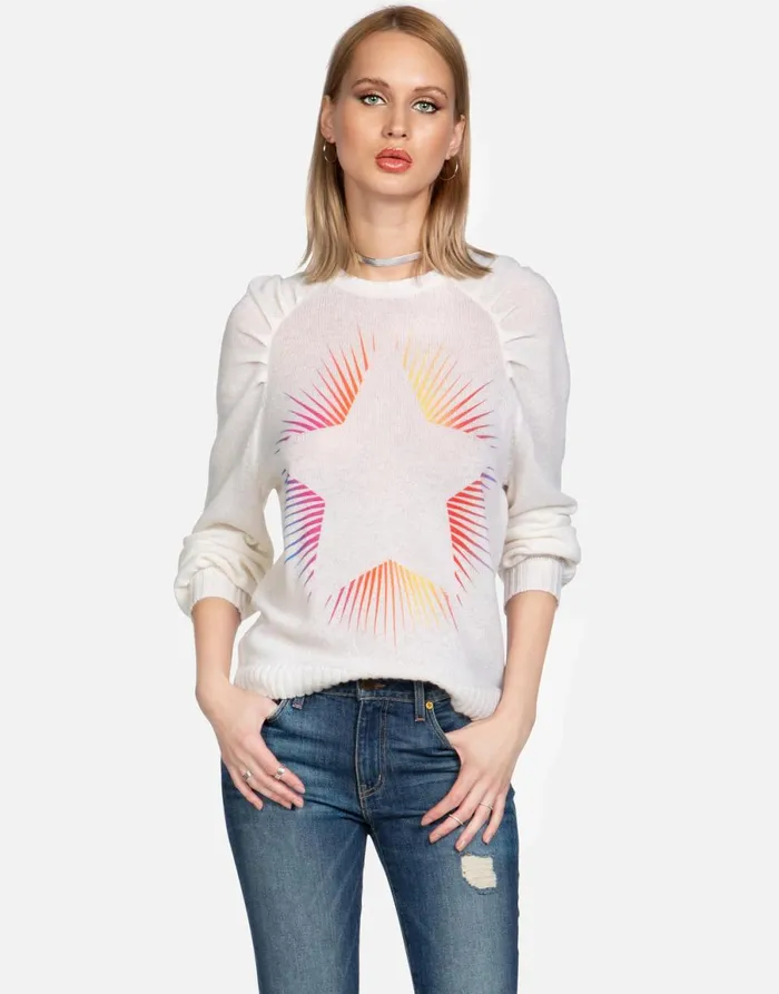 Vida Bright Starburst Creme Women039s Lauren Moshi Sweaters and Knits