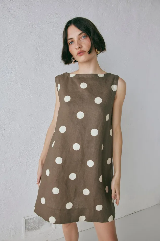 VRG GRL Aftersun Linen Mini Dress Spot Women Mini Dresses