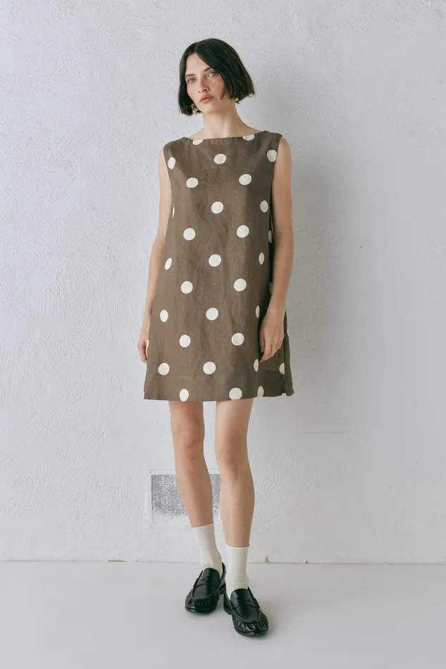 VRG GRL Aftersun Linen Mini Dress Spot Women Mini Dresses