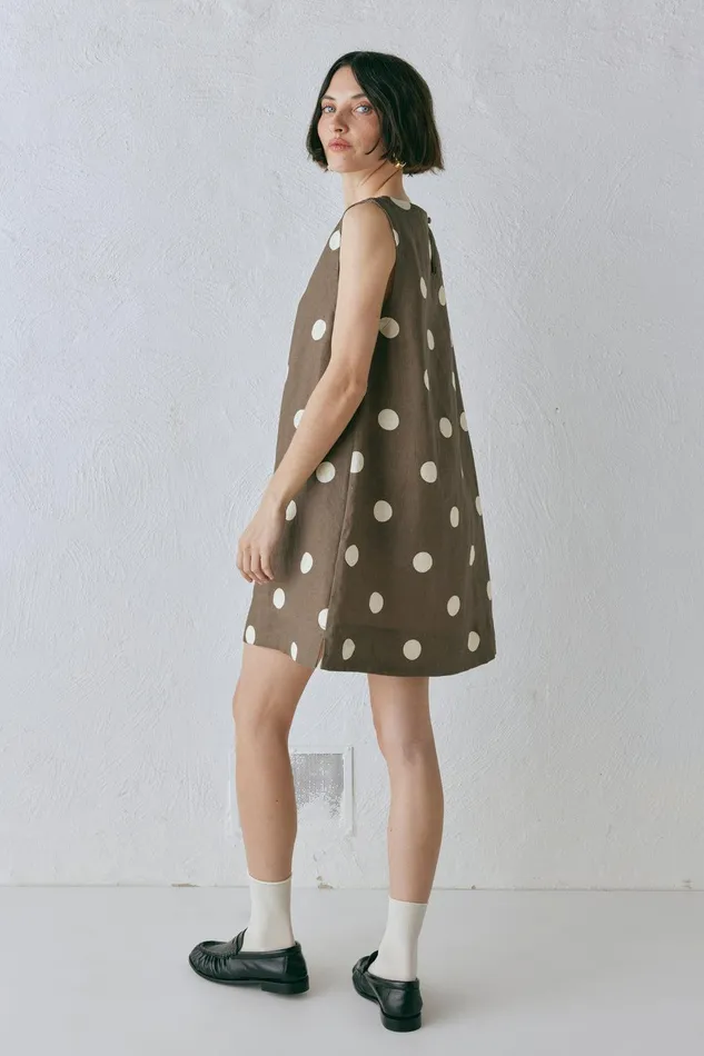 VRG GRL Aftersun Linen Mini Dress Spot Women Mini Dresses