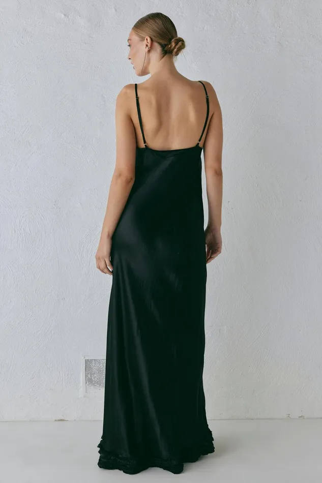 VRG GRL Alber Satin Maxi Dress Black Women MidiMaxi Dresses VRG GRL Alber Satin Maxi Dress Black Women MidiMaxi Dresses