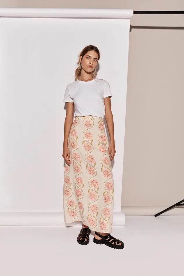 VRG GRL Ari Linen Maxi Skirt Bloom Women Skirts