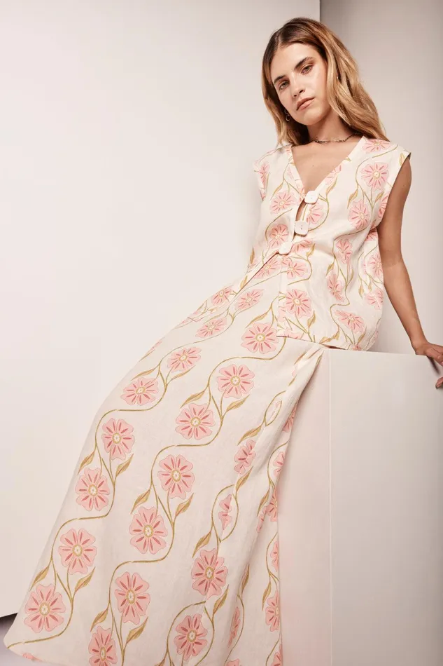 VRG GRL Ari Linen Maxi Skirt Bloom Women Skirts VRG GRL Ari Linen Maxi Skirt Bloom Women Skirts