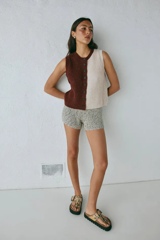 VRG GRL Bridgette Knit Vest Splice Women Sleeveless
