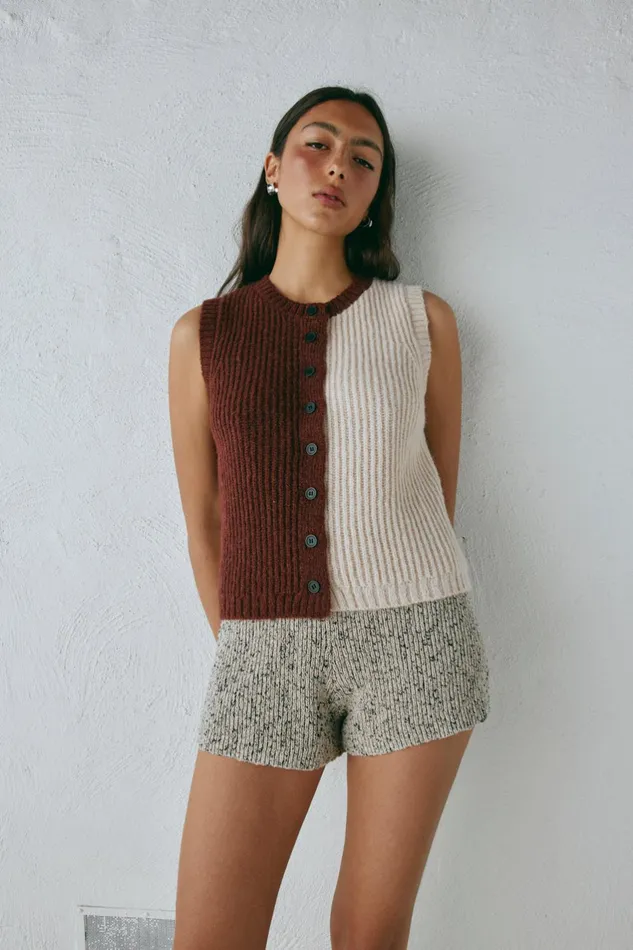VRG GRL Bridgette Knit Vest Splice Women Sleeveless