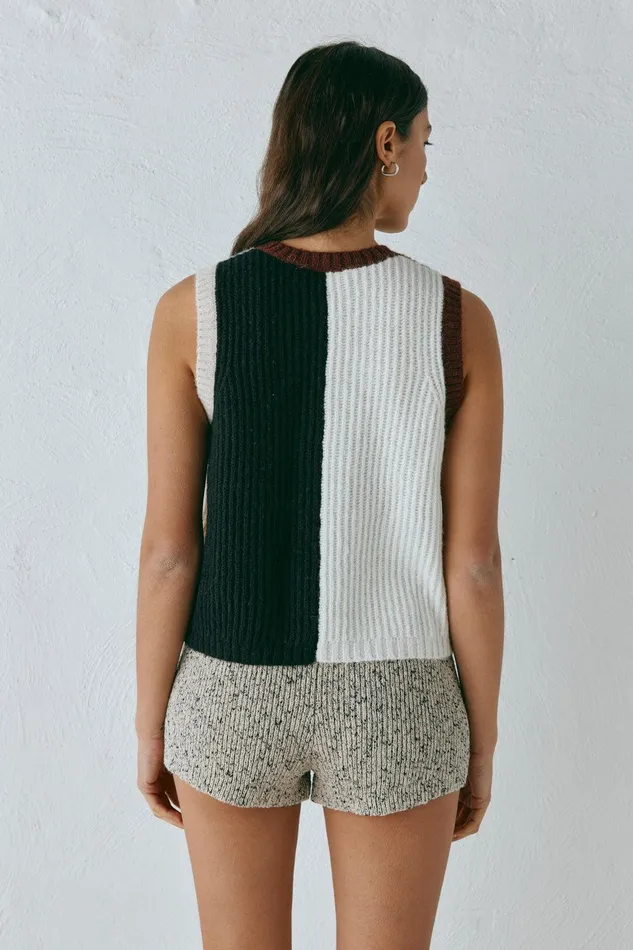 VRG GRL Bridgette Knit Vest Splice Women Sleeveless