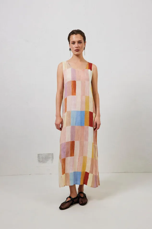 VRG GRL Cate Smock Maxi Dress Patchwork Women MidiMaxi Dresses