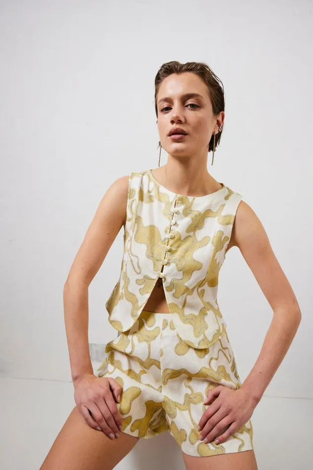 VRG GRL Celeste Linen Top Tropic Women Vests VRG GRL Celeste Linen Top Tropic Women Vests