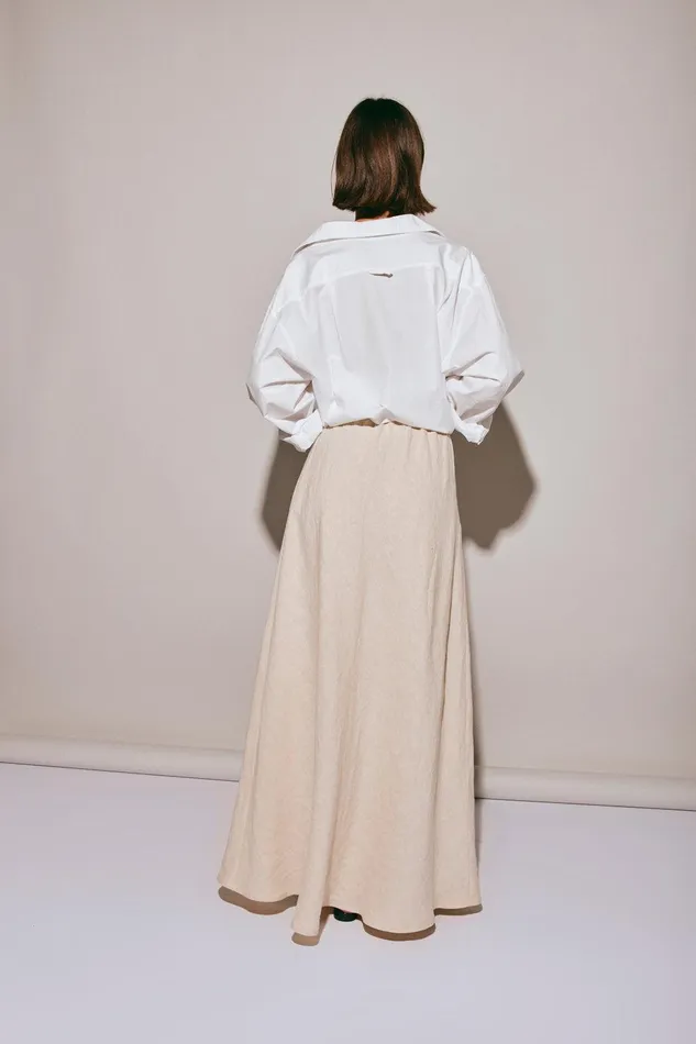 VRG GRL Elodie Linen Maxi Skirt Oatmeal Women Skirts VRG GRL Elodie Linen Maxi Skirt Oatmeal Women Skirts