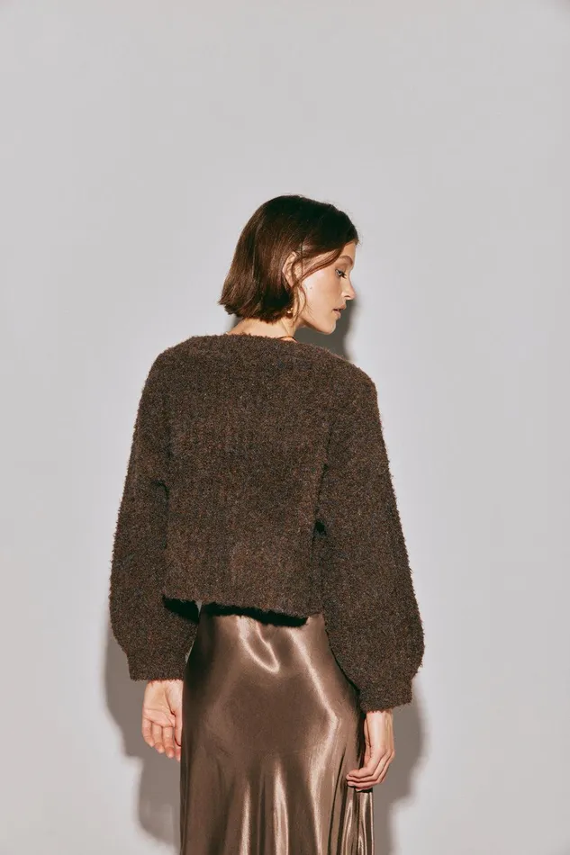 VRG GRL Elsie Knit Cardigan Chocolate Women JumpersSweaters
