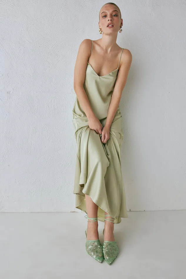 VRG GRL Ida Satin Maxi Dress Sage Women MidiMaxi Dresses VRG GRL Ida Satin Maxi Dress Sage Women MidiMaxi Dresses