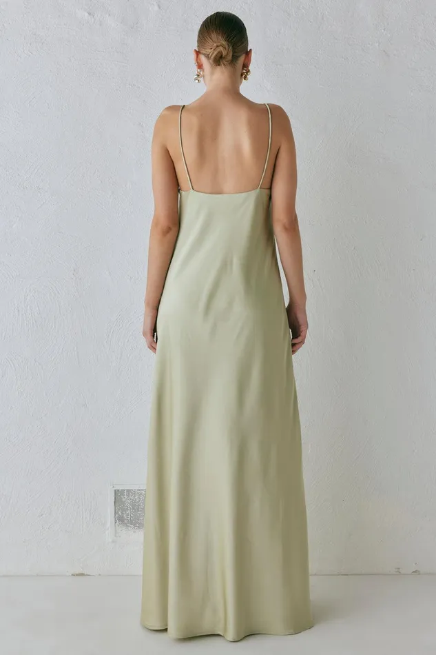 VRG GRL Ida Satin Maxi Dress Sage Women MidiMaxi Dresses VRG GRL Ida Satin Maxi Dress Sage Women MidiMaxi Dresses
