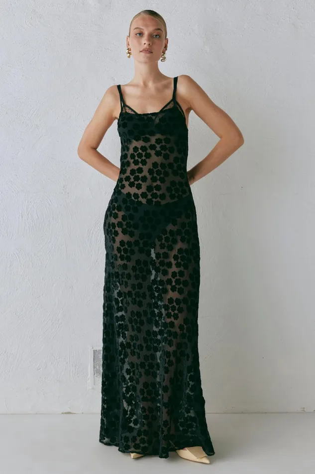 VRG GRL Iris Bias Cut Maxi Dress Black Women MidiMaxi Dresses