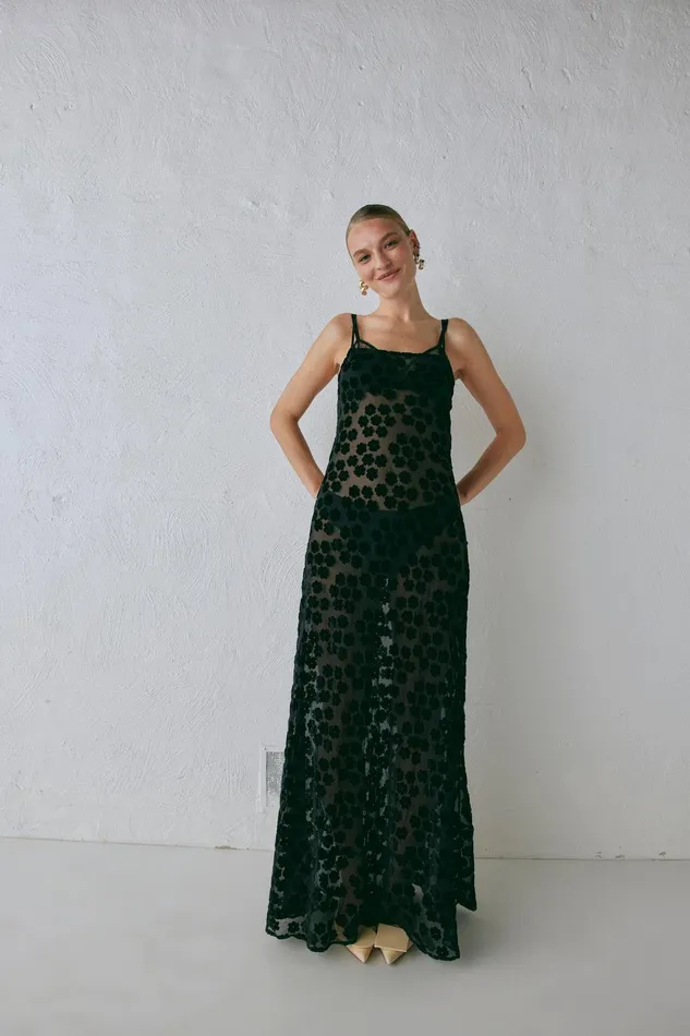VRG GRL Iris Bias Cut Maxi Dress Black Women MidiMaxi Dresses