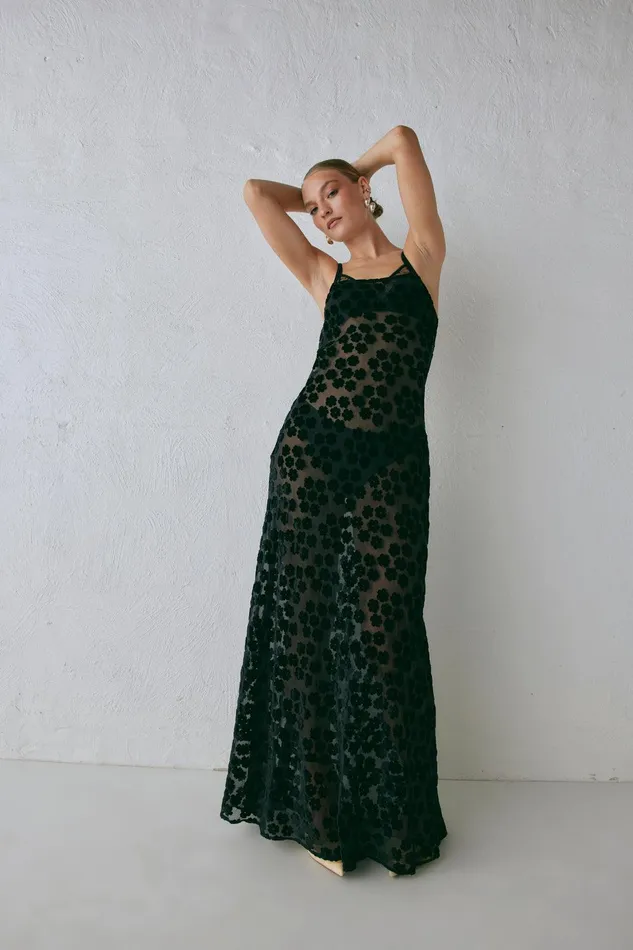 VRG GRL Iris Bias Cut Maxi Dress Black Women MidiMaxi Dresses