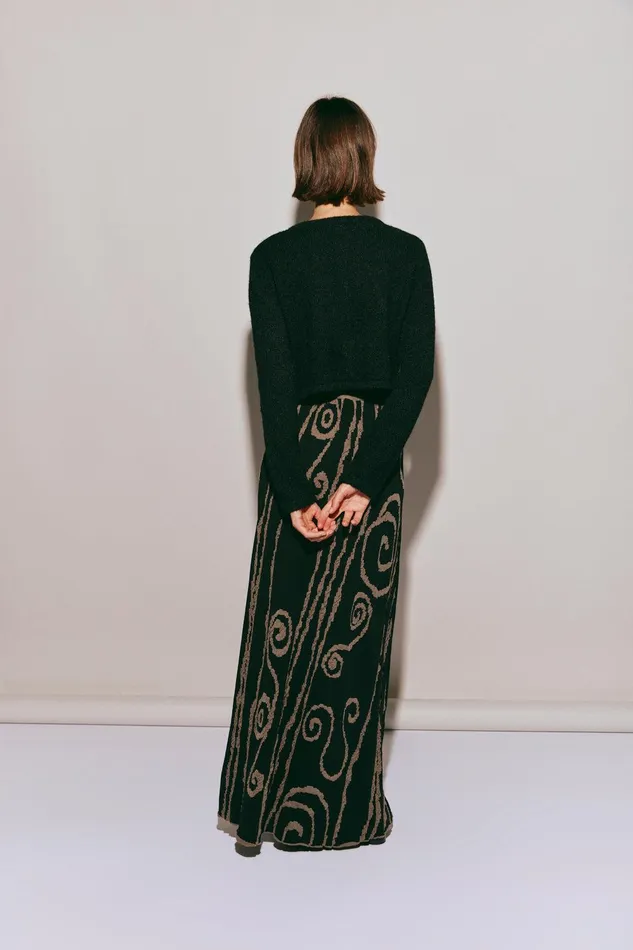 VRG GRL Ivy Muse Knit Maxi Skirt Black Swirl Women Skirts VRG GRL Ivy Muse Knit Maxi Skirt Black Swirl Women Skirts