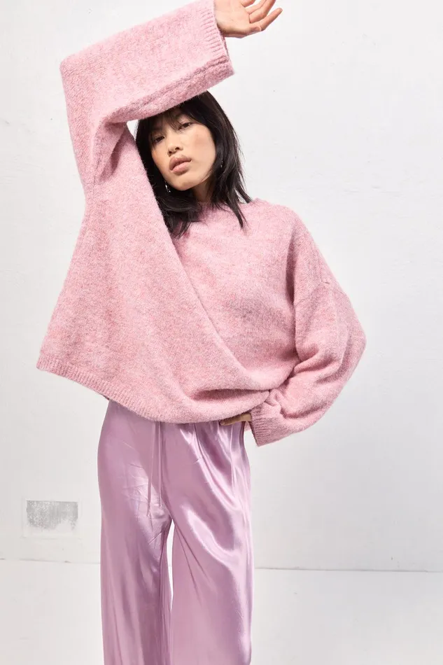 VRG GRL Juni Knit Jumper Pink Marle Women JumpersSweaters