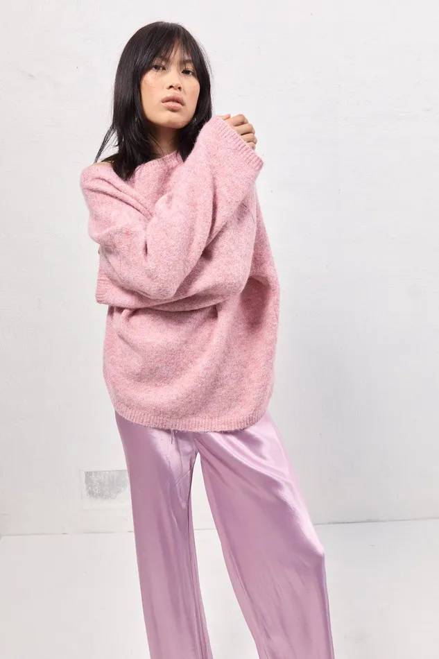 VRG GRL Juni Knit Jumper Pink Marle Women JumpersSweaters VRG GRL Juni Knit Jumper Pink Marle Women JumpersSweaters