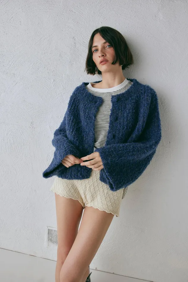 VRG GRL Lacy Knit Cardigan Marle Women JumpersSweaters