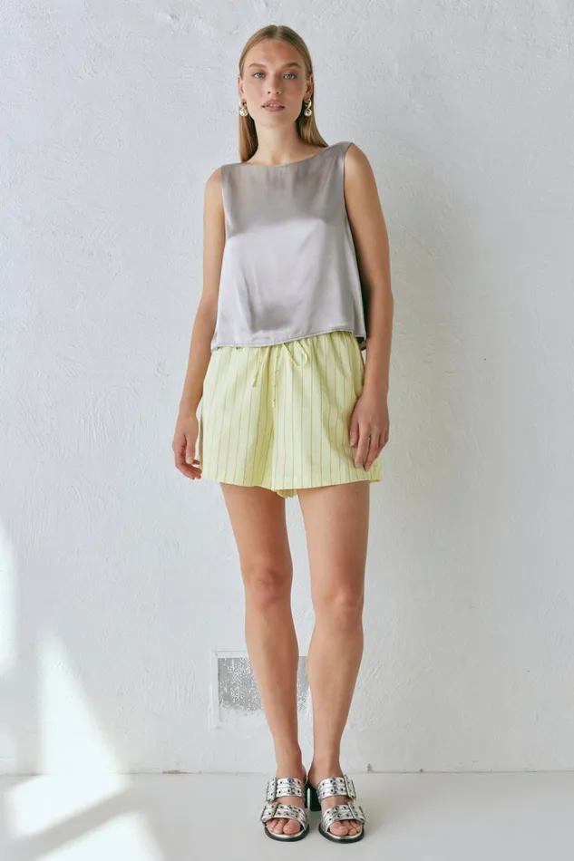 VRG GRL Lira Satin Top Silver Women Sleeveless VRG GRL Lira Satin Top Silver Women Sleeveless