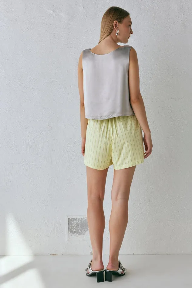 VRG GRL Lira Satin Top Silver Women Sleeveless VRG GRL Lira Satin Top Silver Women Sleeveless