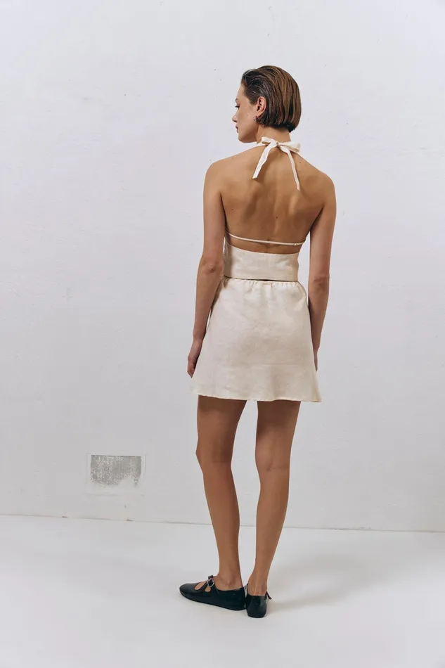 VRG GRL Los Cabos Linen Vest Cream Women Sleeveless