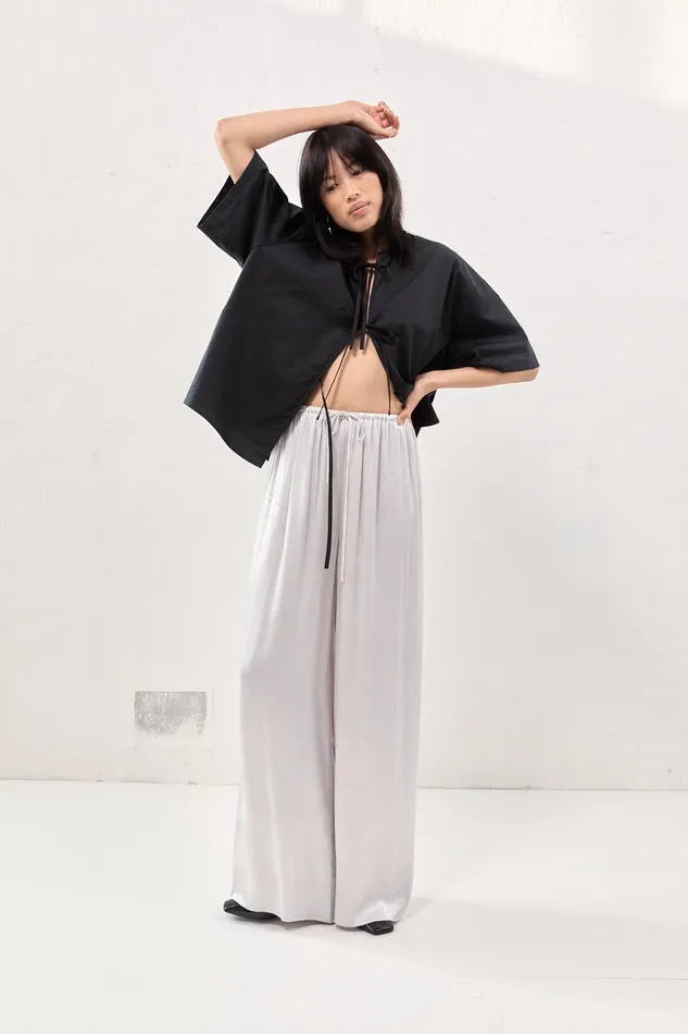 VRG GRL Merci Satin Pants Silver Women Pants