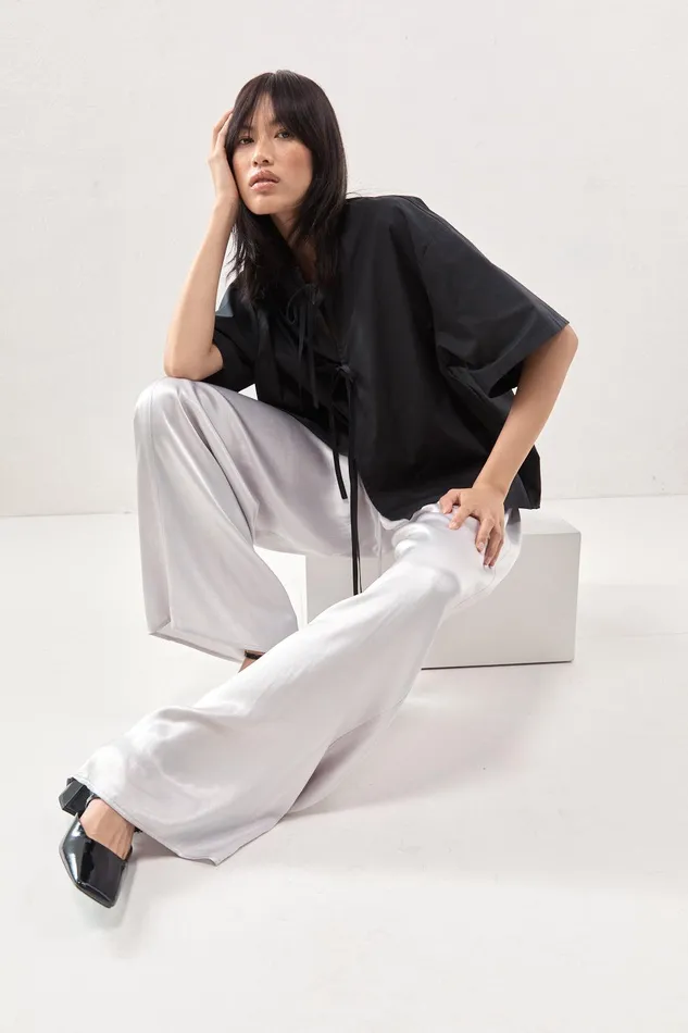 VRG GRL Merci Satin Pants Silver Women Pants VRG GRL Merci Satin Pants Silver Women Pants