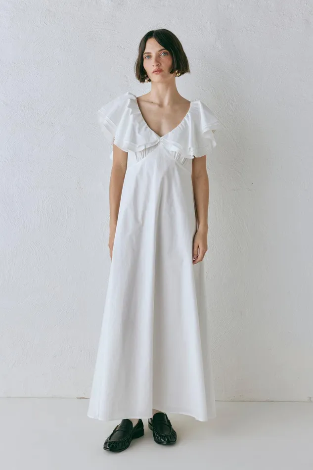 VRG GRL Party Nights Frill Midi Dress White Women MidiMaxi Dresses