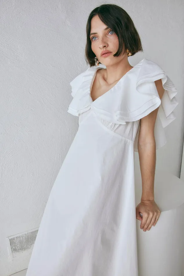 VRG GRL Party Nights Frill Midi Dress White Women MidiMaxi Dresses VRG GRL Party Nights Frill Midi Dress White Women MidiMaxi Dresses