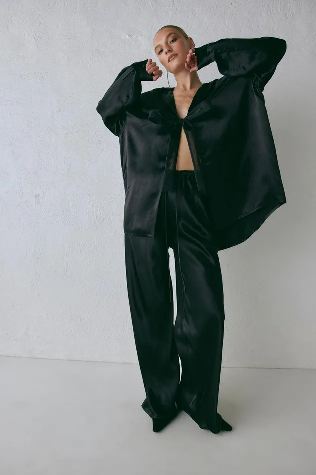 VRG GRL Rae Satin Pants Black Women Sets VRG GRL Rae Satin Pants Black Women Sets