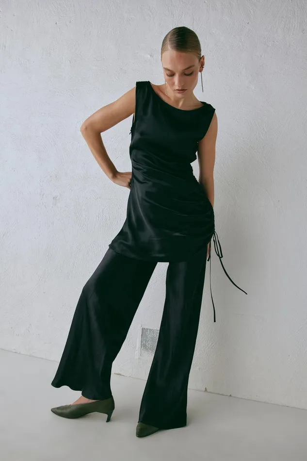 VRG GRL Rae Satin Pants Black Women Sets VRG GRL Rae Satin Pants Black Women Sets