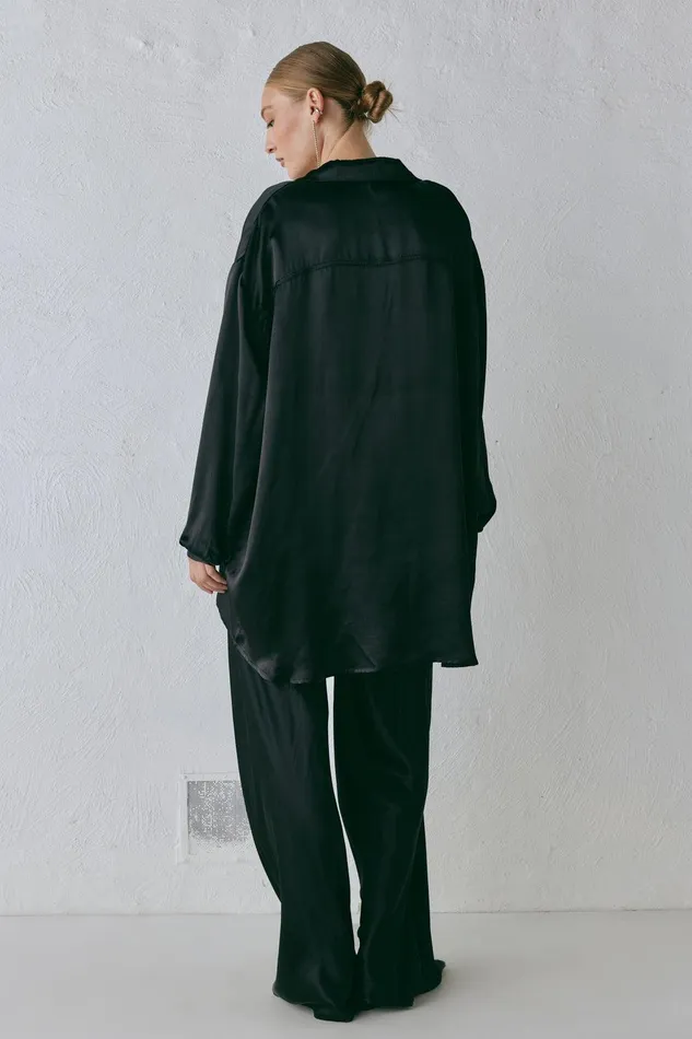 VRG GRL Rae Satin Top Black Women Shirts VRG GRL Rae Satin Top Black Women Shirts