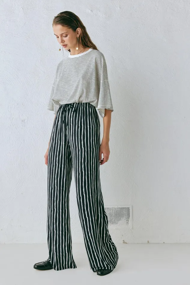 VRG GRL Rieti Pants Black Stripe Women Pants VRG GRL Rieti Pants Black Stripe Women Pants