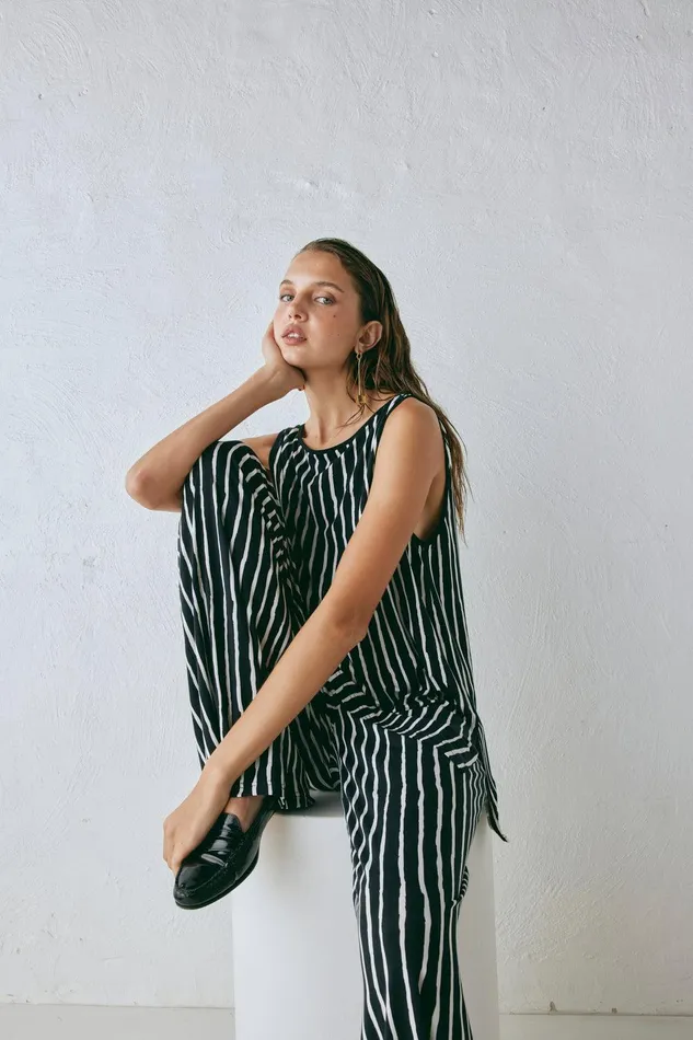 VRG GRL Rieti Pants Black Stripe Women Pants VRG GRL Rieti Pants Black Stripe Women Pants