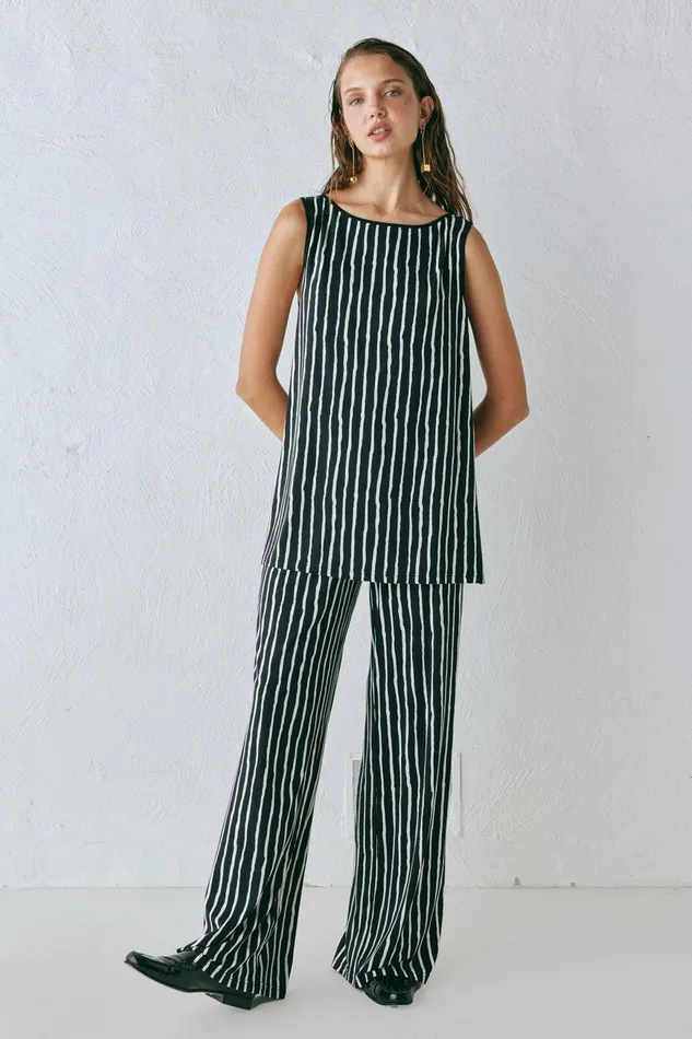 VRG GRL Rieti Pants Black Stripe Women Pants VRG GRL Rieti Pants Black Stripe Women Pants