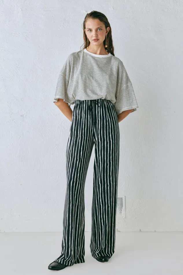 VRG GRL Rieti Pants Black Stripe Women Pants VRG GRL Rieti Pants Black Stripe Women Pants