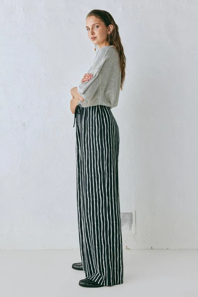 VRG GRL Rieti Pants Black Stripe Women Pants VRG GRL Rieti Pants Black Stripe Women Pants