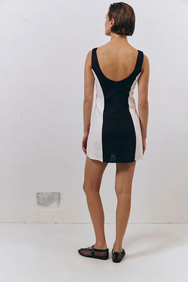 VRG GRL Saskia Linen Mini Dress Black Women Mini Dresses
