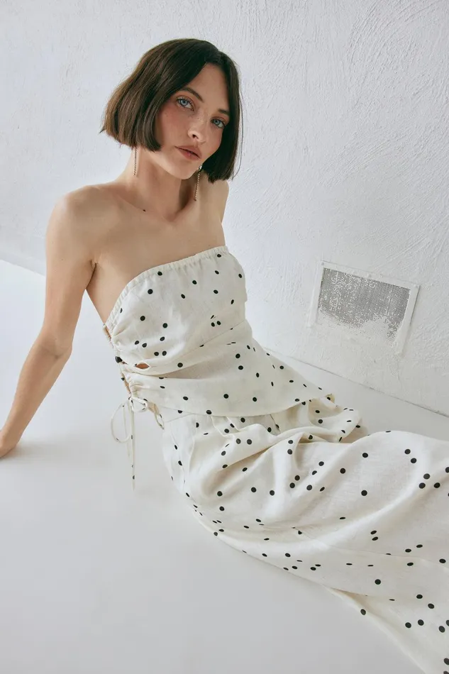 VRG GRL Sunrays Linen Top Dot Women Sets