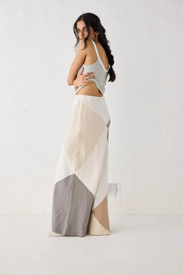 VRG GRL Valencia Bias Cut Linen Maxi Skirt Charcoal Women Skirts