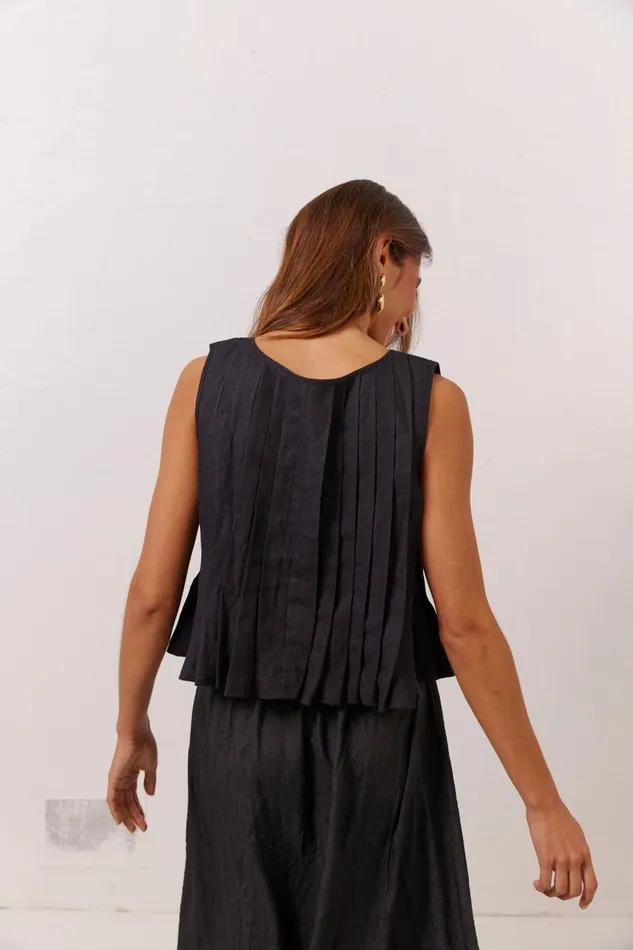 VRG GRL Valeria Linen Top Black Women Sleeveless VRG GRL Valeria Linen Top Black Women Sleeveless