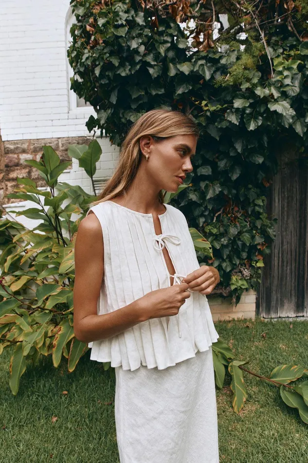 VRG GRL Valeria Linen Top White Women Sets VRG GRL Valeria Linen Top White Women Sets