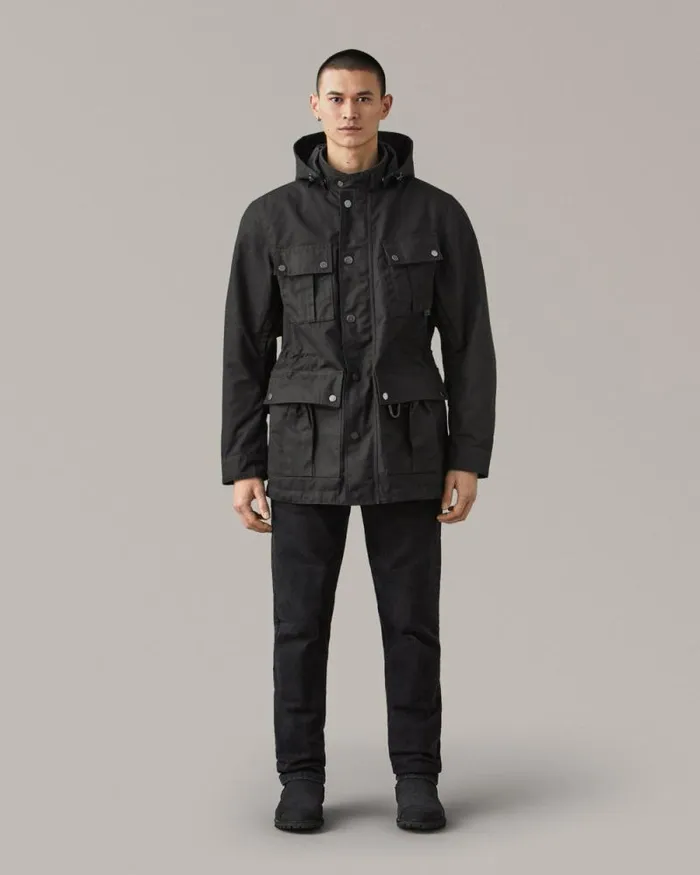 Waxed Jackets Men Belstaff Centenary Campaign Motorcycle Coat Black