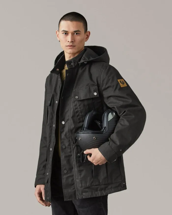Waxed Jackets Men Belstaff Centenary Campaign Motorcycle Coat Black