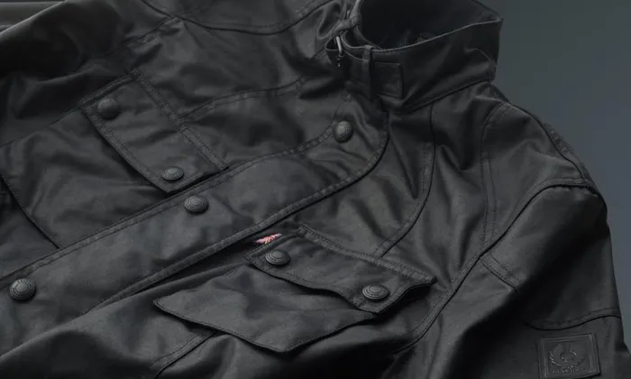 Waxed Jackets Men Belstaff Stealth Crosby Motorcycle Jacket Black