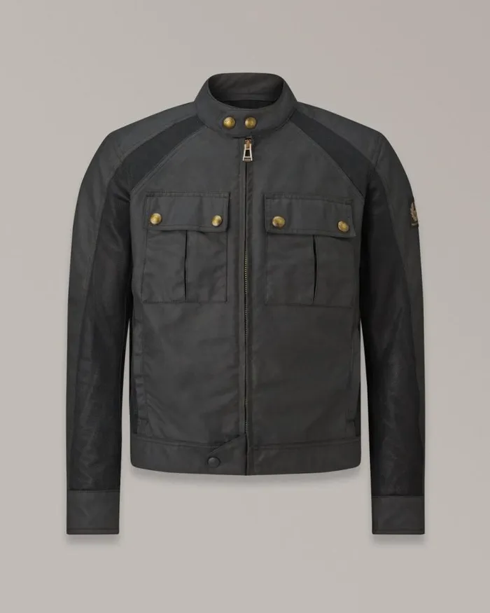 Waxed Jackets Men Belstaff Temple Motorcycle Jacket Black
